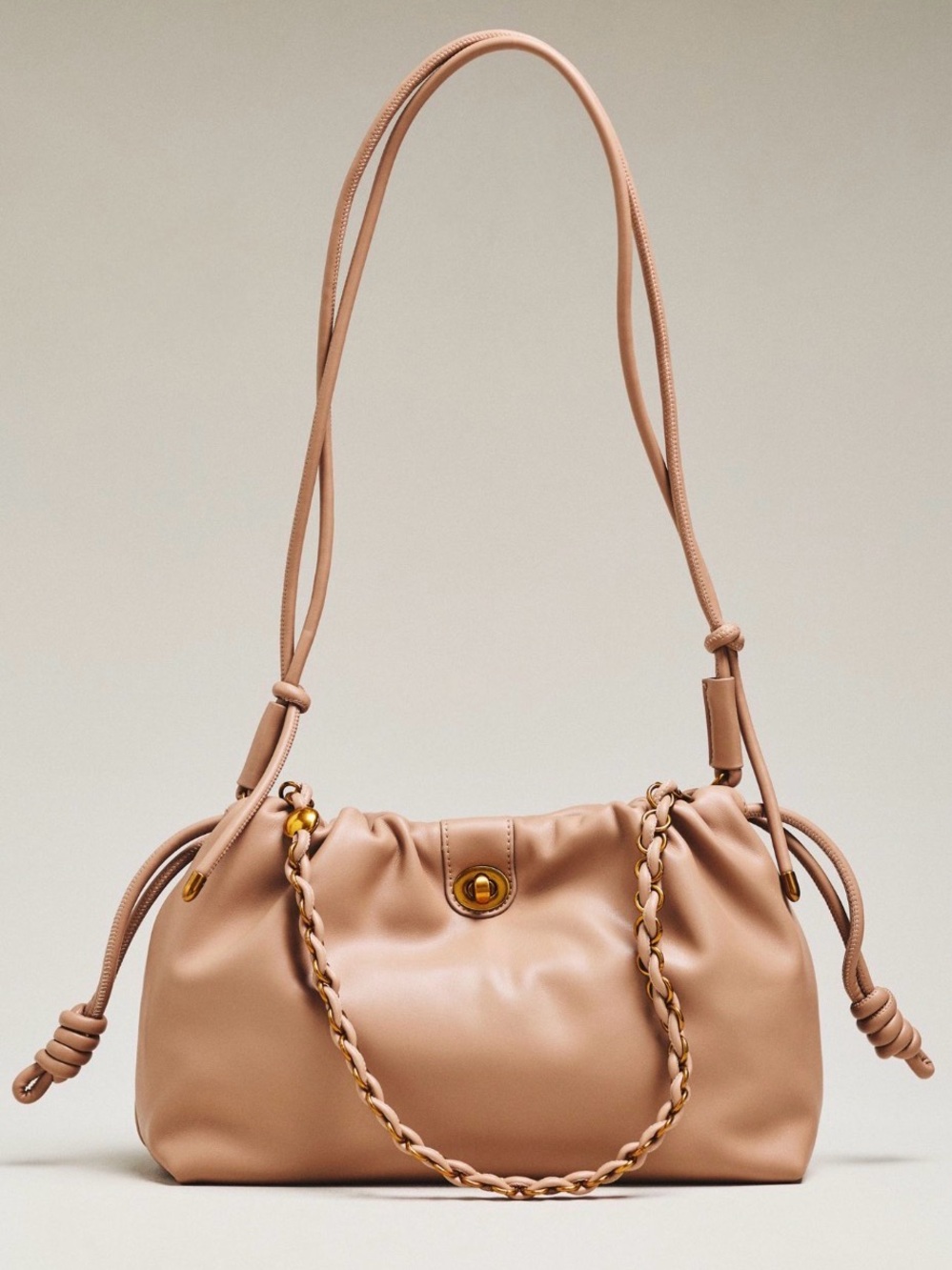 Anthropologie Melie Bianco Toni Bag Faux Leather Convertible Pouch Nude New